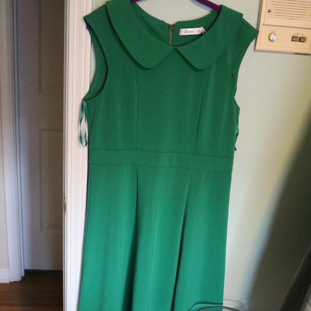 Green Peter Pan Collar A-Line Tank Dress